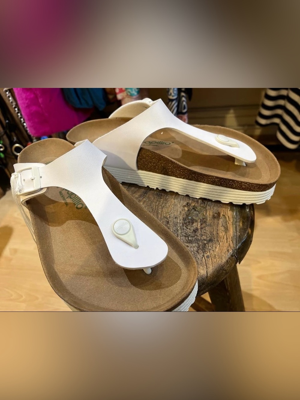 Birkenstock 💅 Papillio Gizeh Flex Vegan Leather White Platform Sandals 37 39 NEW - Picture 4 of 9